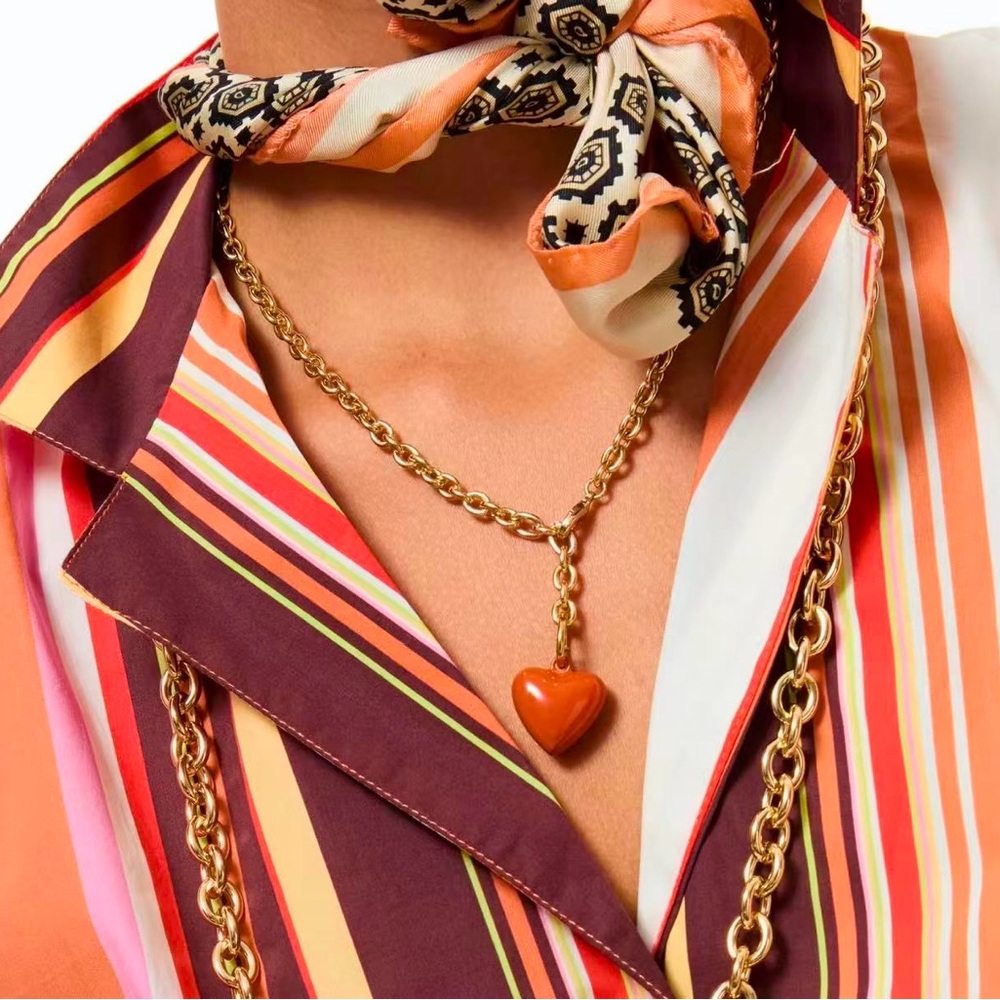 Roxanne Assoulin The Mini Puffy Heart Necklace Gold chain  Sienna pendant